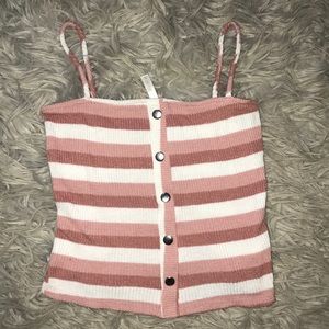 A pink and white striped tank top